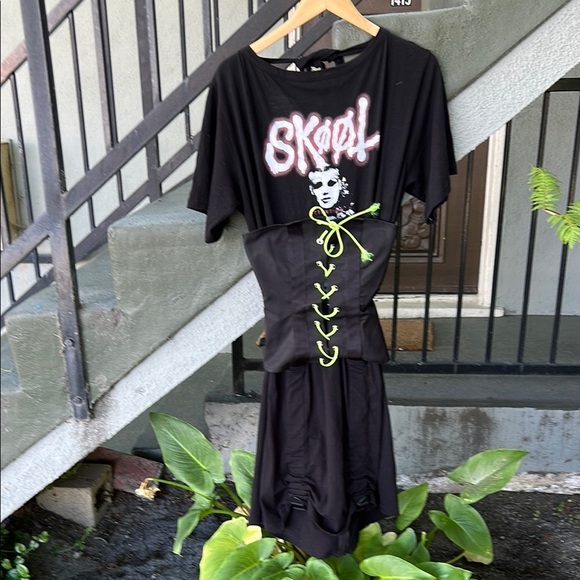 Skoot Apparel Corset Dress Goth Gothic Punk Cyber Billie Eilish Streetwear Rave - Picture 1 of 7
